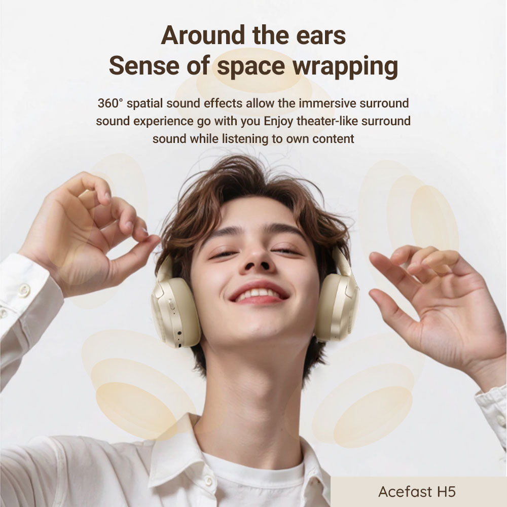 Handsfree Bluetooth Acefast H5, A2DP, ANC, Biały