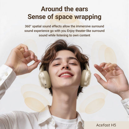 Handsfree Bluetooth Acefast H5, A2DP, ANC, Biały
