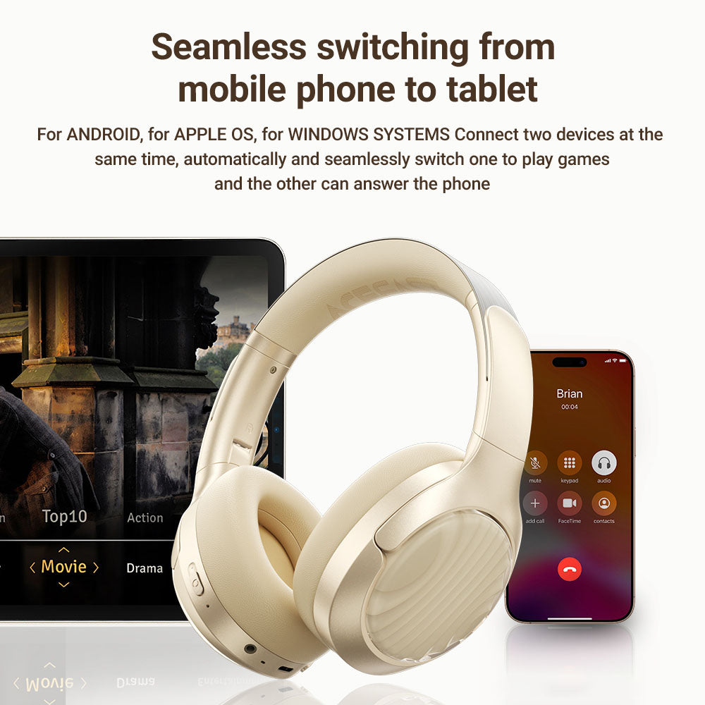 Handsfree Bluetooth Acefast H5, A2DP, ANC, Biały