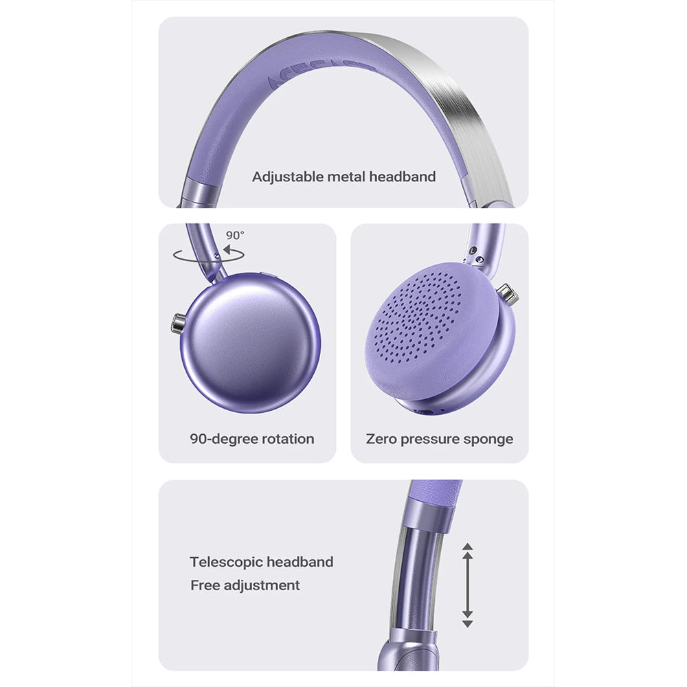Handsfree Bluetooth Acefast H8, A2DP, ANC, Srebrny
