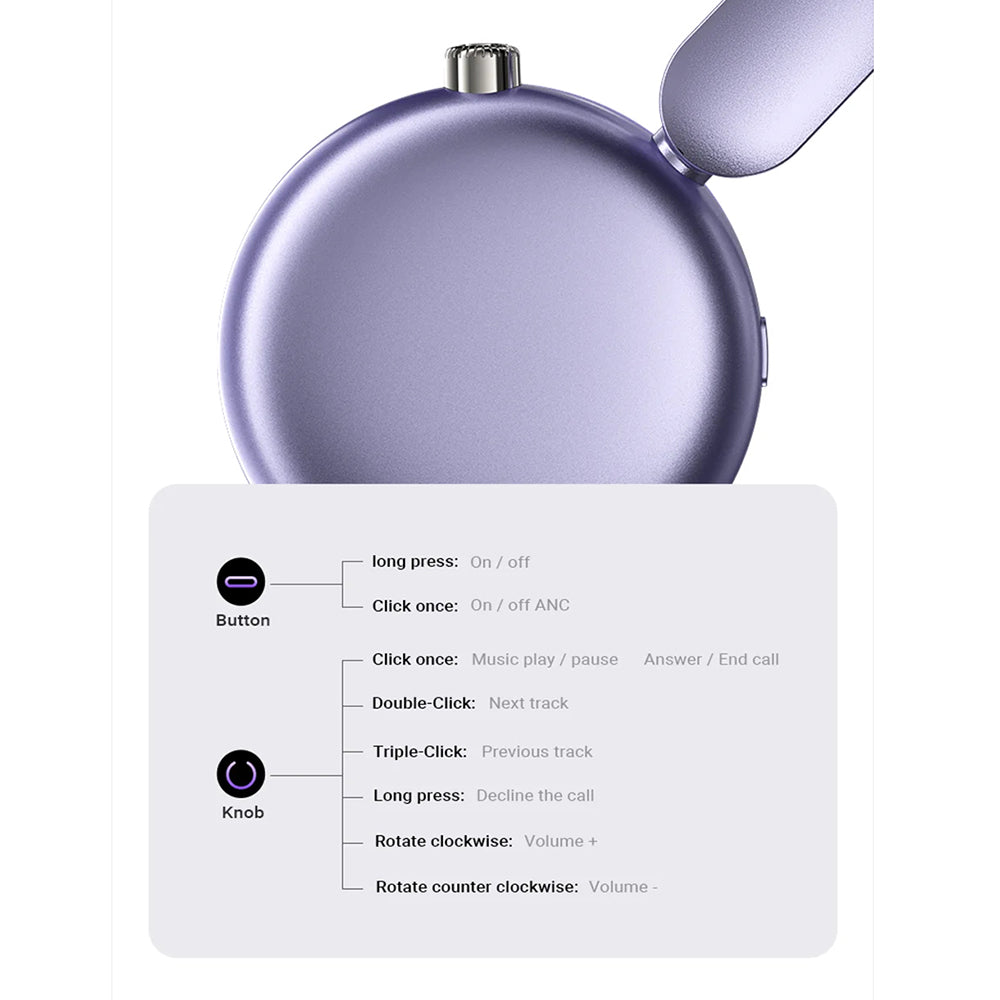 Handsfree Bluetooth Acefast H8, A2DP, ANC, Złoty