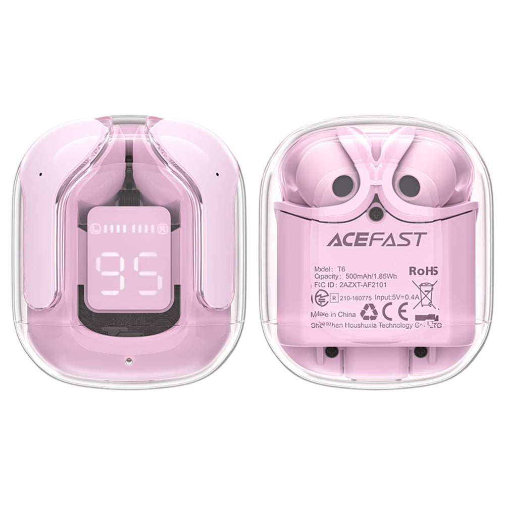 Handsfree Bluetooth Acefast T6, TWS, Różowy