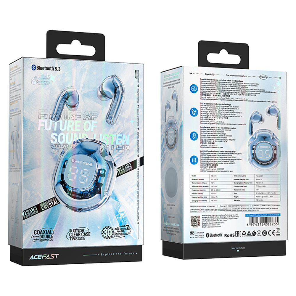 Handsfree Bluetooth Acefast T8, TWS, Niebieski