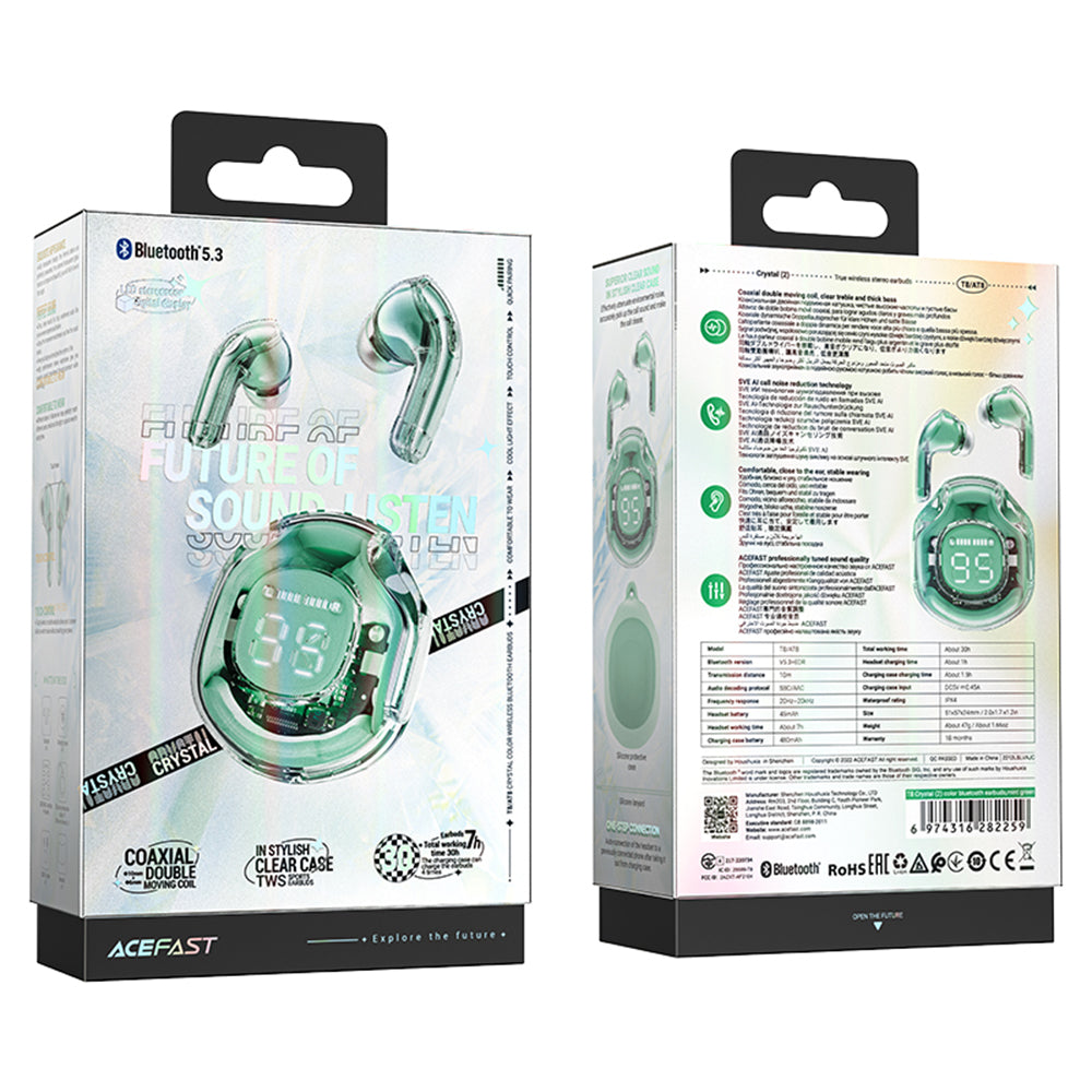 Handsfree Bluetooth Acefast T8, TWS, Zielony
