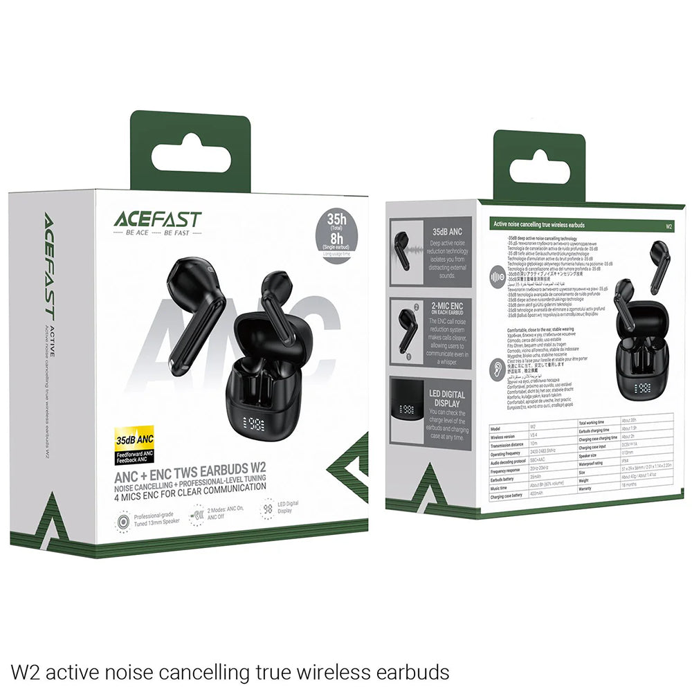 Handsfree Bluetooth Acefast W2, TWS, Czarny