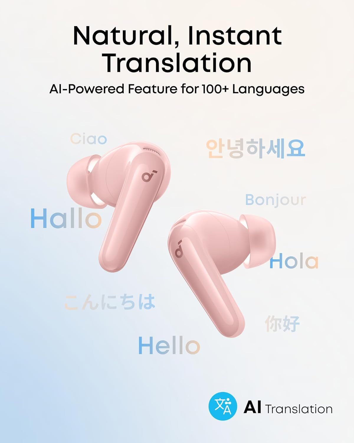 Handsfree Bluetooth Anker SoundCore R60i, TWS, ANC, Różowy D1202G51