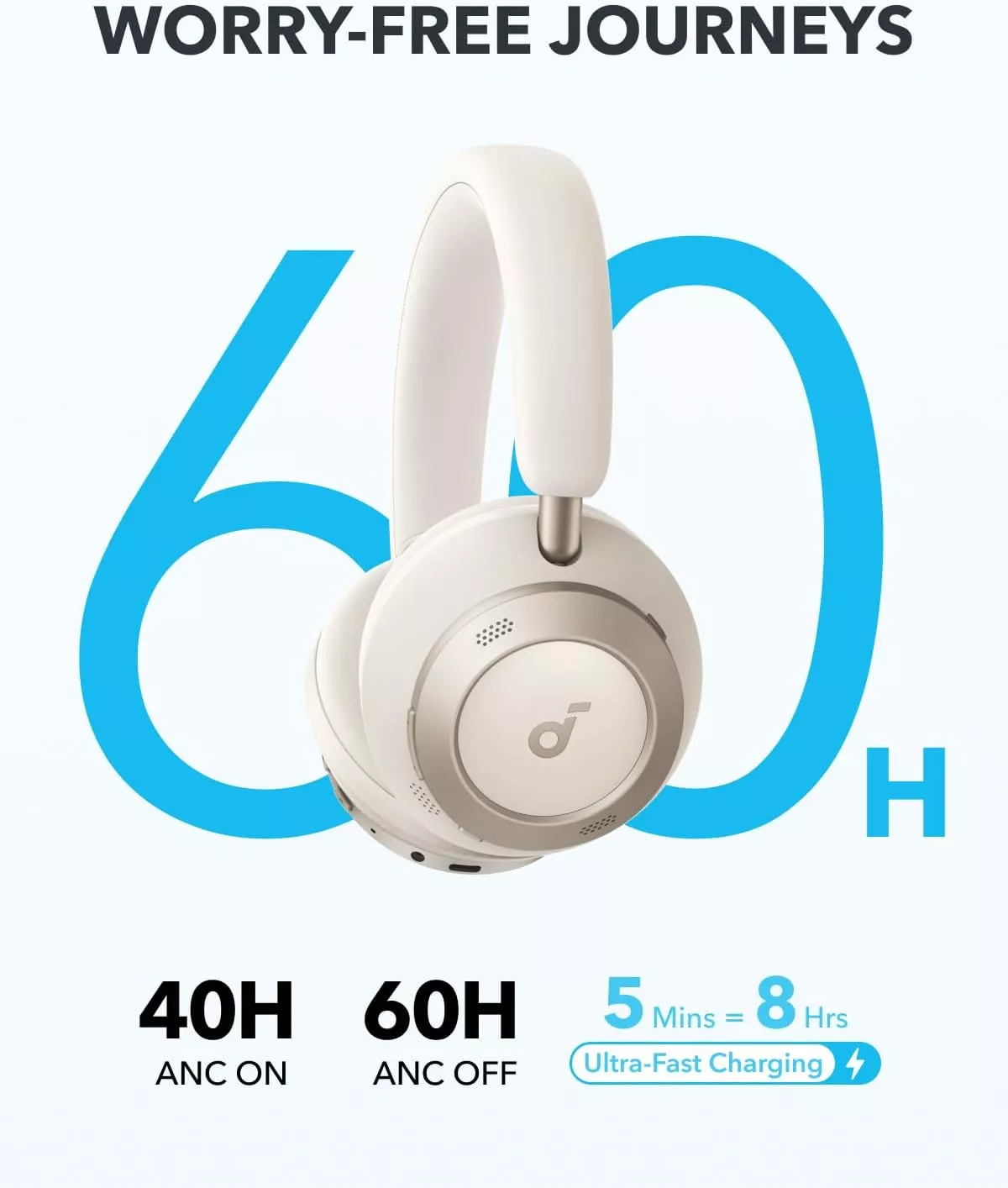 Handsfree Bluetooth Anker Soundcore Space One Pro, A2DP, ANC, Biały A3062G21