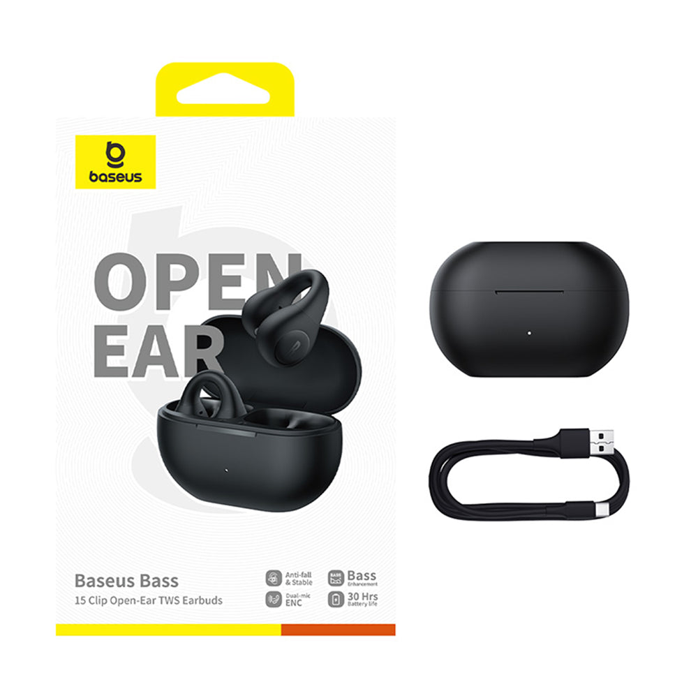 Handsfree Bluetooth Baseus Bass 15 Clip, TWS, Czarny A00079500113-00