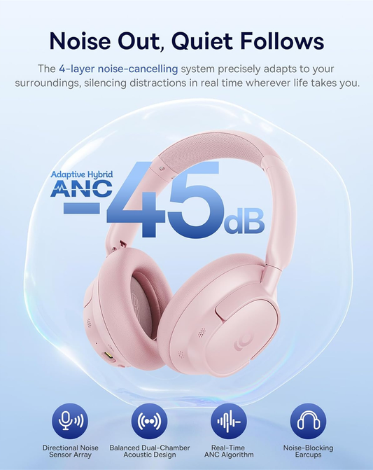 Handsfree Bluetooth Baseus Bass BH1 NC, MultiPoint, A2DP, ANC, Różowy A0203704