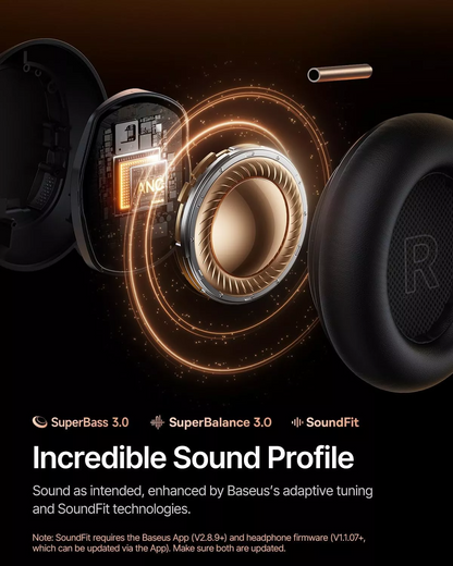 Handsfree Bluetooth Baseus Inspire XH1 Sound by Bose, A2DP, ANC, Czarny A00085701123-00