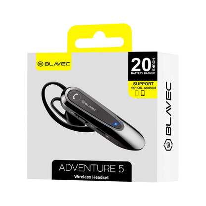 Zestaw słuchawkowy Bluetooth Blavec Adventure 5, MultiPoint, A2DP, Czarny BHAD5-B