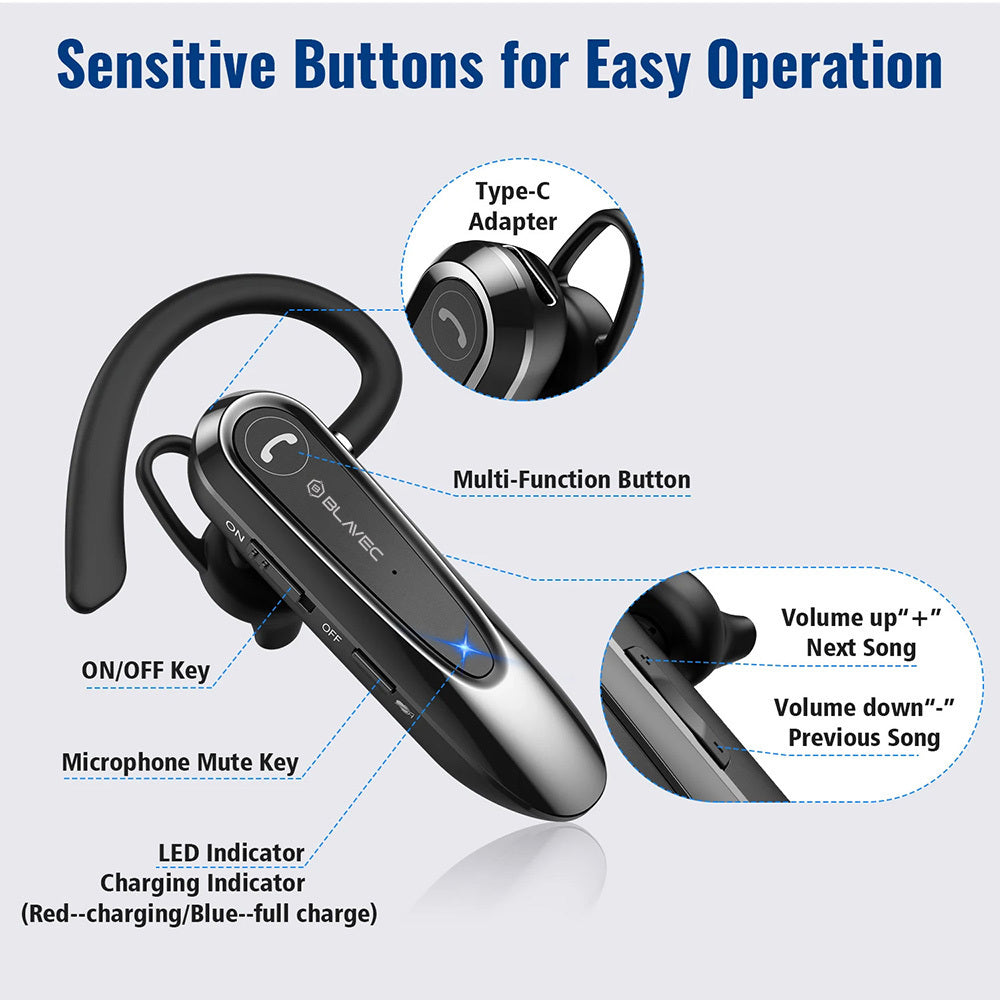 Zestaw słuchawkowy Bluetooth Blavec Adventure 5, MultiPoint, A2DP, Czarny BHAD5-B