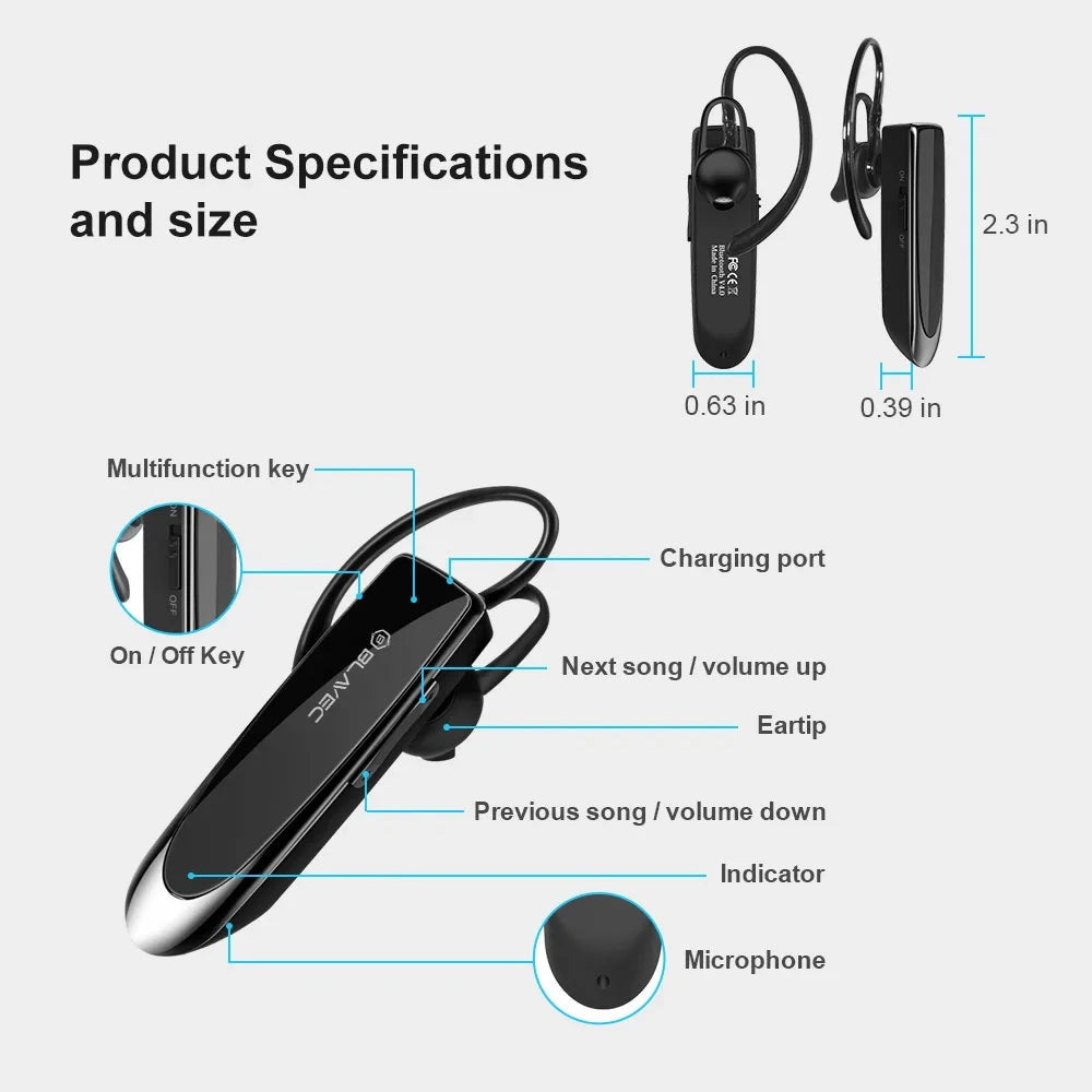 Zestaw głośnomówiący Bluetooth Blavec PL55, MultiPoint, A2DP, czarny BHPL5555-B 