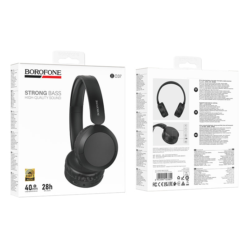 Zestaw słuchawkowy Bluetooth Borofone BO37 Marvellous, A2DP, Czarny