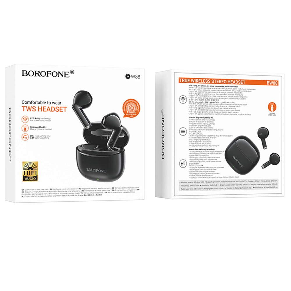 Zestaw słuchawkowy Bluetooth Borofone BW88 Deep Rhyme, TWS, Czarny