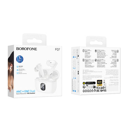 Słuchawki Bluetooth Borofone FQ7 Treasure, TWS, ANC, MultiPoint, Białe