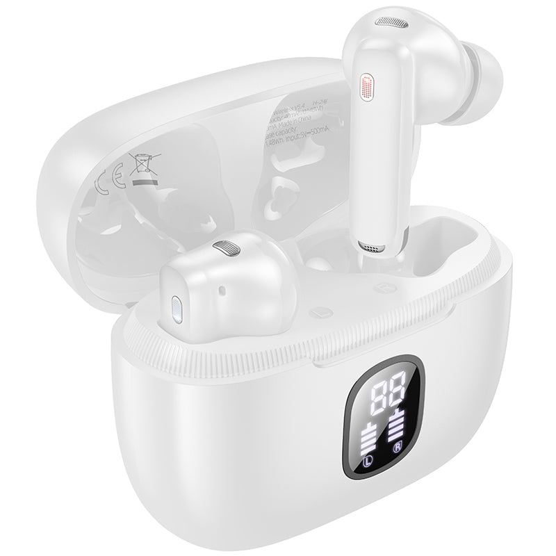 Słuchawki Bluetooth Borofone FQ7 Treasure, TWS, ANC, MultiPoint, Białe