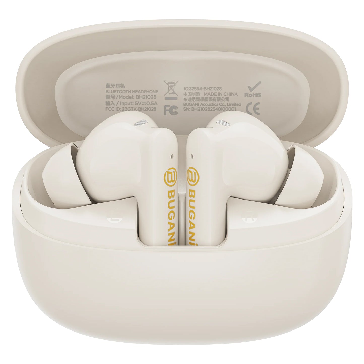 Zestaw słuchawkowy Bluetooth Bugani Freebuds B20, TWS, ANC, Jasny kremowy