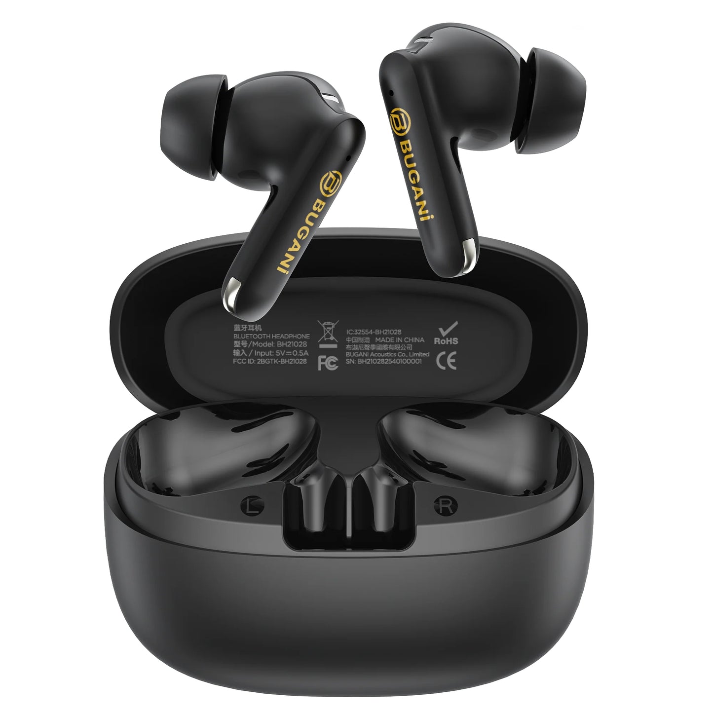 Zestaw słuchawkowy Bluetooth Bugani Freebuds B20, TWS, ANC, Czarny