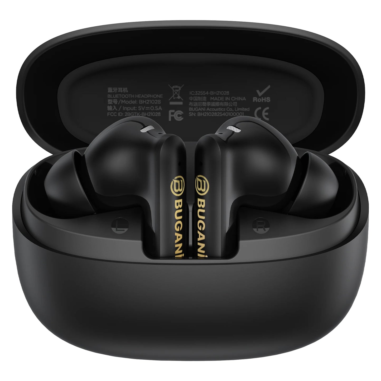 Zestaw słuchawkowy Bluetooth Bugani Freebuds B20, TWS, ANC, Czarny