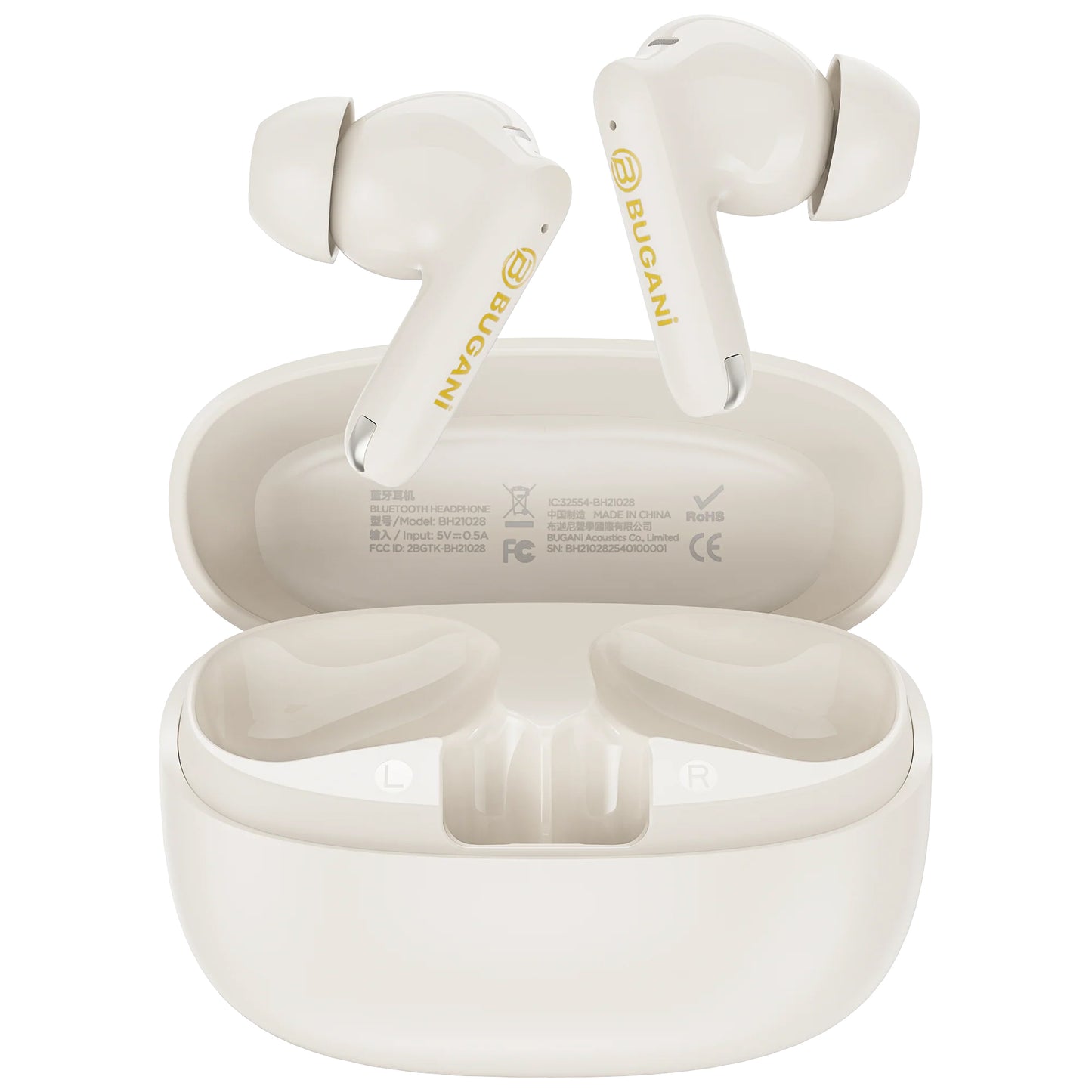 Zestaw słuchawkowy Bluetooth Bugani Freebuds B20, TWS, ANC, Jasny kremowy