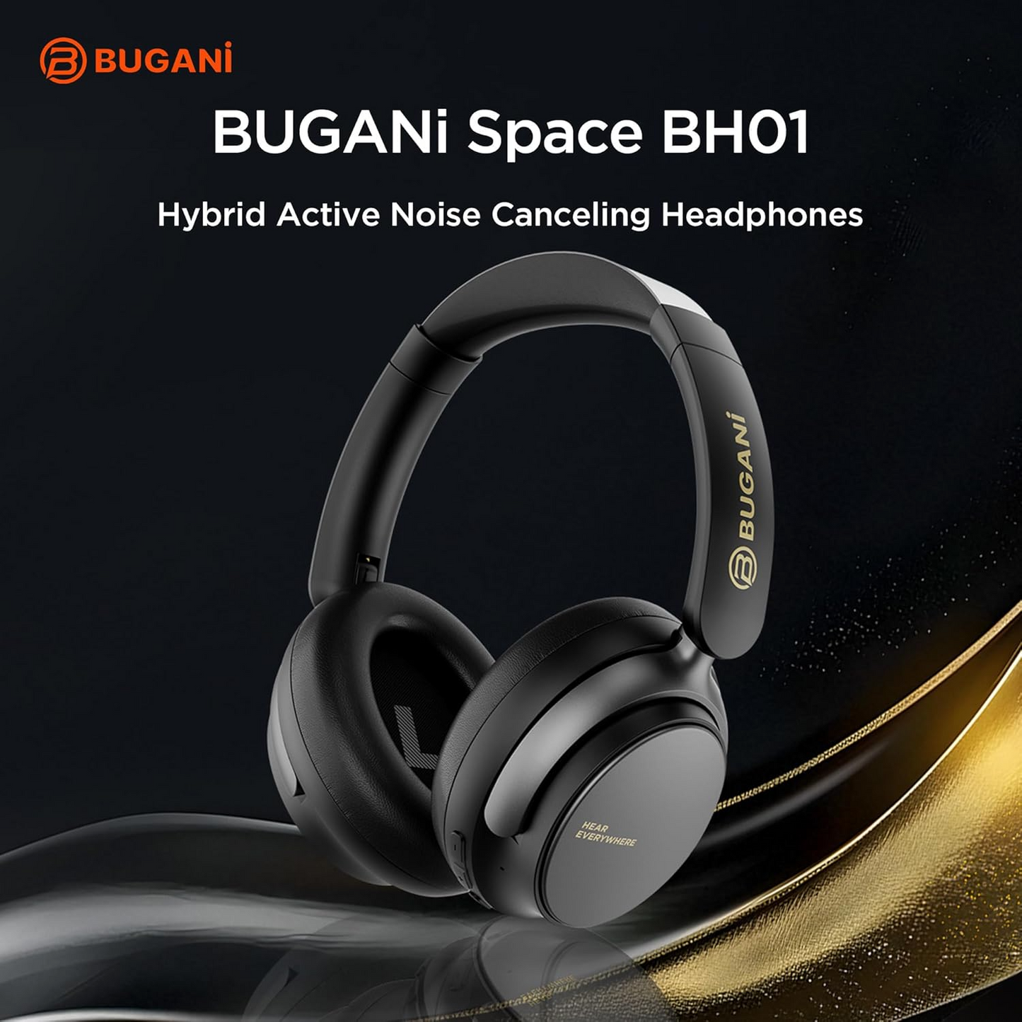 Zestaw słuchawkowy Bluetooth Bugani Space BH01, MultiPoint, A2DP, ANC, Czarny