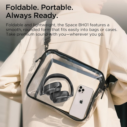 Zestaw słuchawkowy Bluetooth Bugani Space BH01, MultiPoint, A2DP, ANC, Czarny