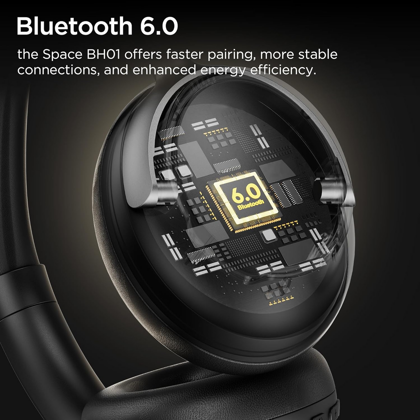 Zestaw słuchawkowy Bluetooth Bugani Space BH01, MultiPoint, A2DP, ANC, Czarny