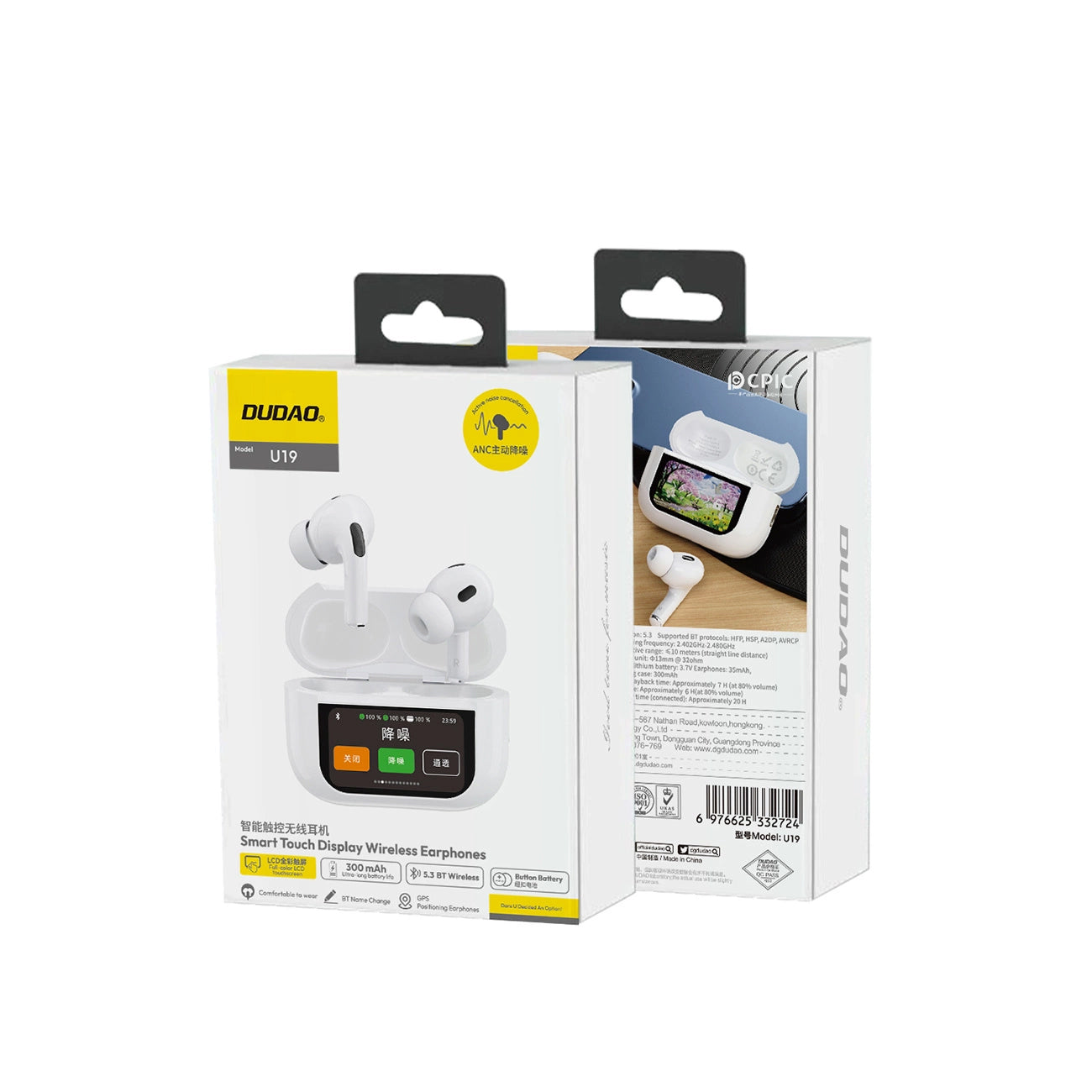 Handsfree Bluetooth Dudao U19 Display, TWS, Biały