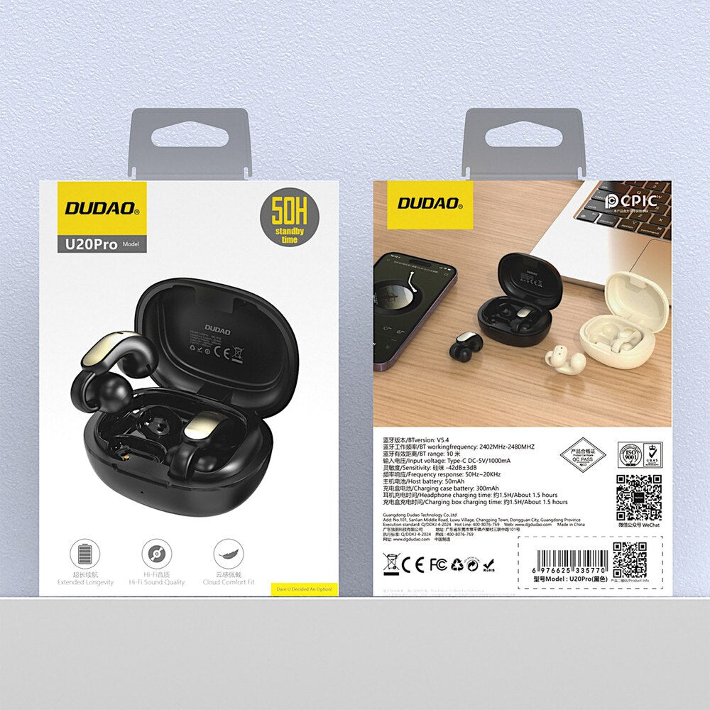 Słuchawki Bluetooth Dudao U20, TWS, Czarne