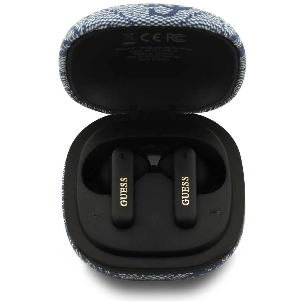 Handsfree Bluetooth Guess 4G Classic Metal Logo, TWS, Niebieski