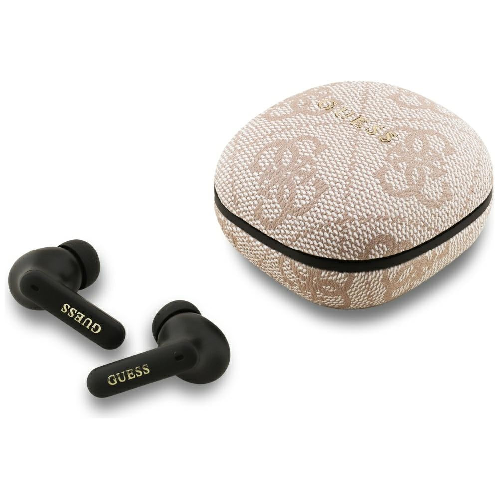Bezprzewodowy zestaw słuchawkowy Bluetooth Guess 4G Classic Metal Logo, TWS, Różowy