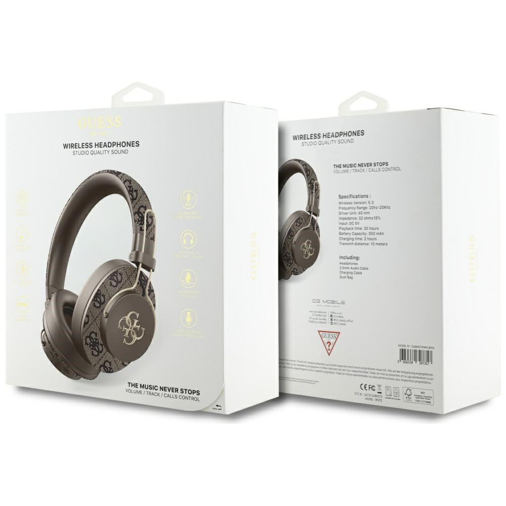 Handsfree Bluetooth Guess 4G Metal Logo, A2DP, Brązowy