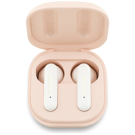 Handsfree Bluetooth Guess 4G Metal Logo, TWS, Różowy