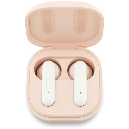 Handsfree Bluetooth Guess 4G Metal Logo, TWS, Różowy