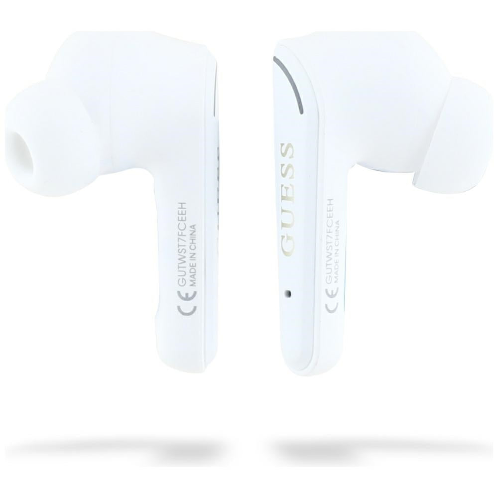 Handsfree Bluetooth Guess Flat Classic Logo Electroplated, TWS, White
