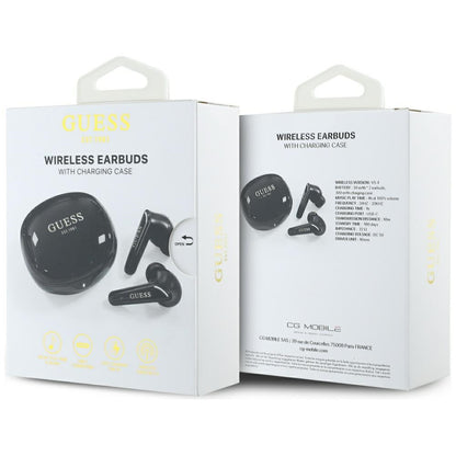 Handsfree Bluetooth Guess Flat Classic Logo Electroplated, TWS, Czarny