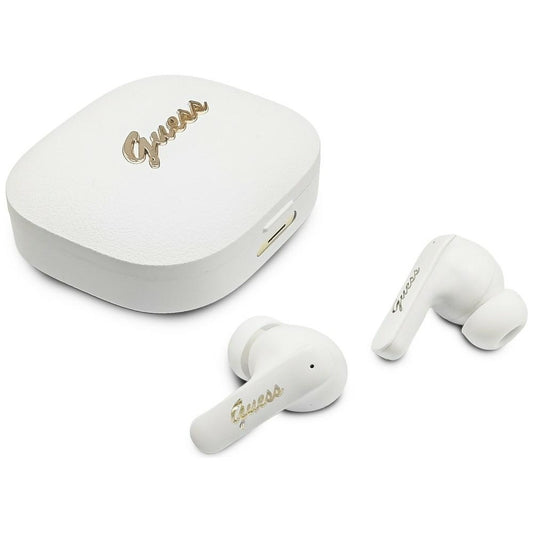 Handsfree Bluetooth Guess Script Metal Logo, TWS, Biały