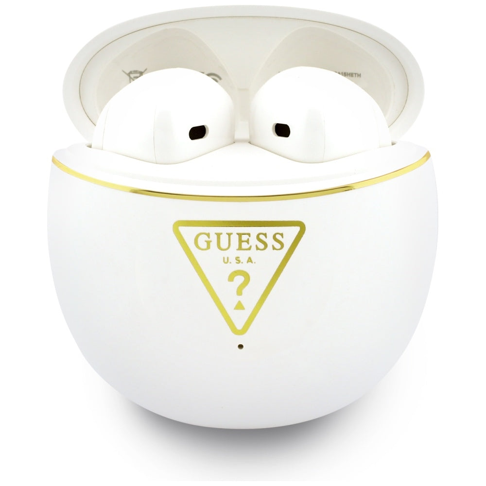 Bezprzewodowy zestaw słuchawkowy Bluetooth Guess Script Print, TWS, Biały
