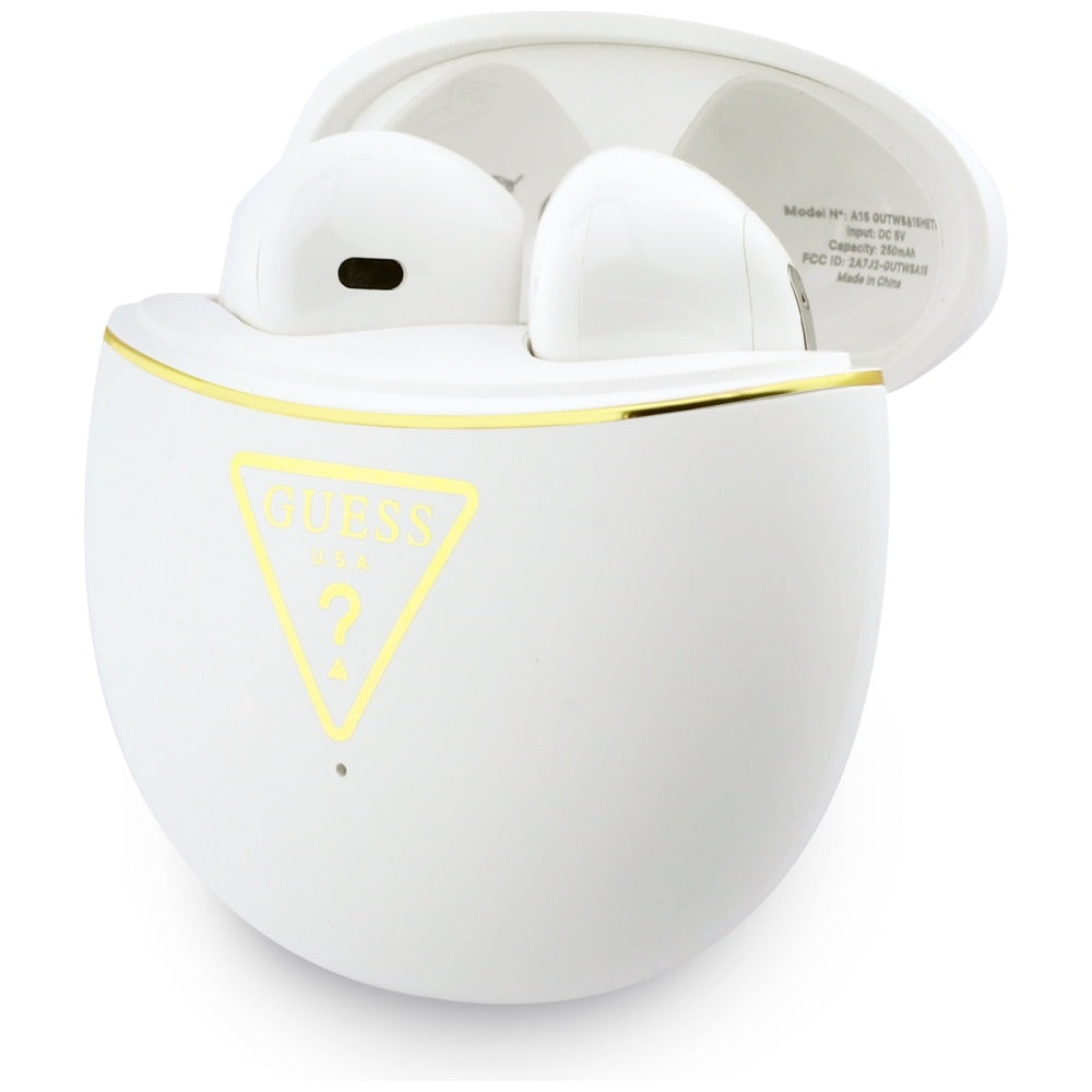 Bezprzewodowy zestaw słuchawkowy Bluetooth Guess Script Print, TWS, Biały