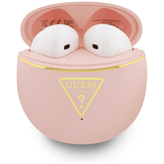 Bezprzewodowy zestaw słuchawkowy Bluetooth Guess Script Print, TWS, Różowy
