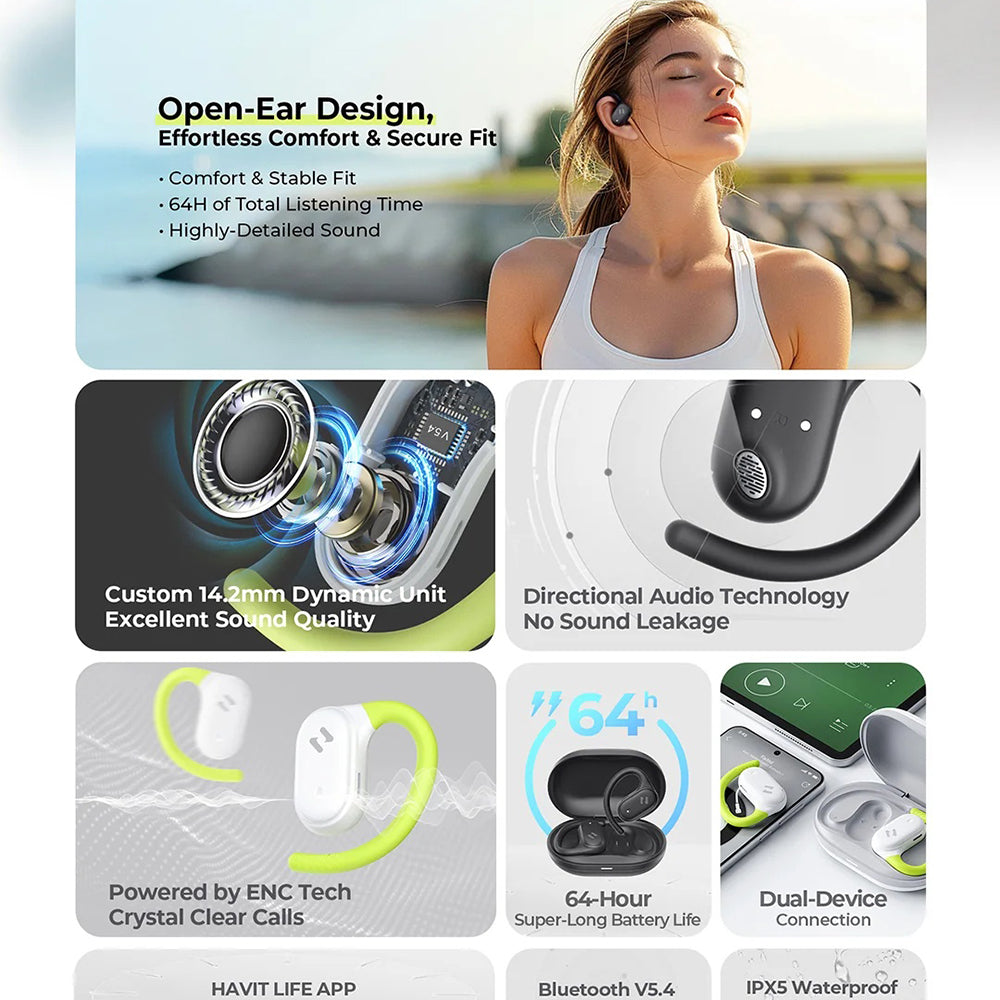 Handsfree Bluetooth HAVIT OWS915, TWS, Czarny