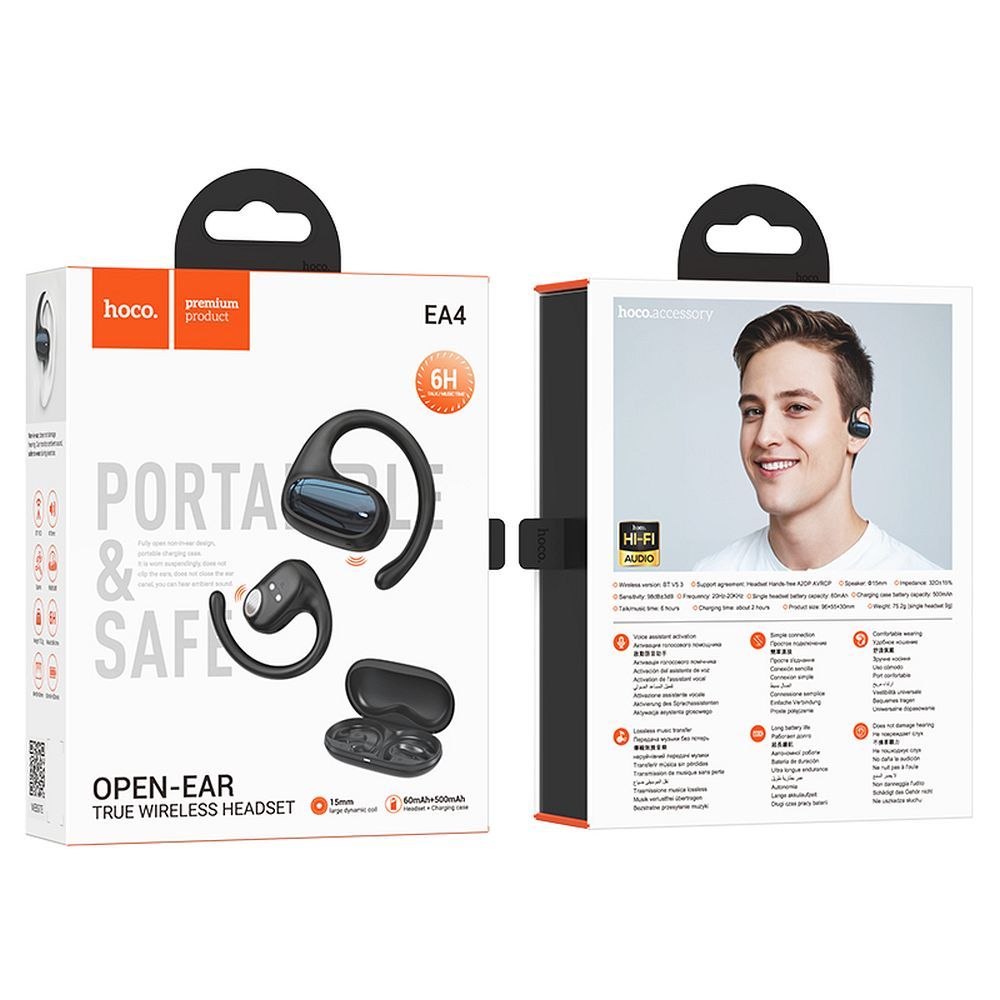 Handsfree Bluetooth HOCO EA4, TWS, Czarny
