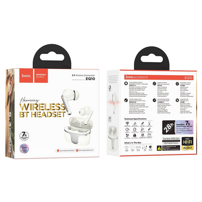 Słuchawki Bluetooth HOCO EQ10, TWS, Białe