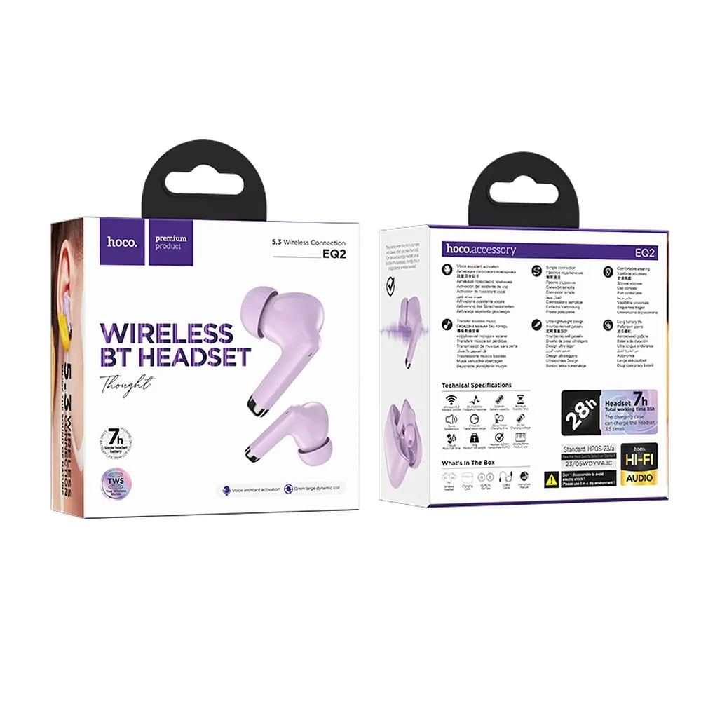 Zestaw głośnomówiący Bluetooth HOCO EQ2, TWS, Mov 
