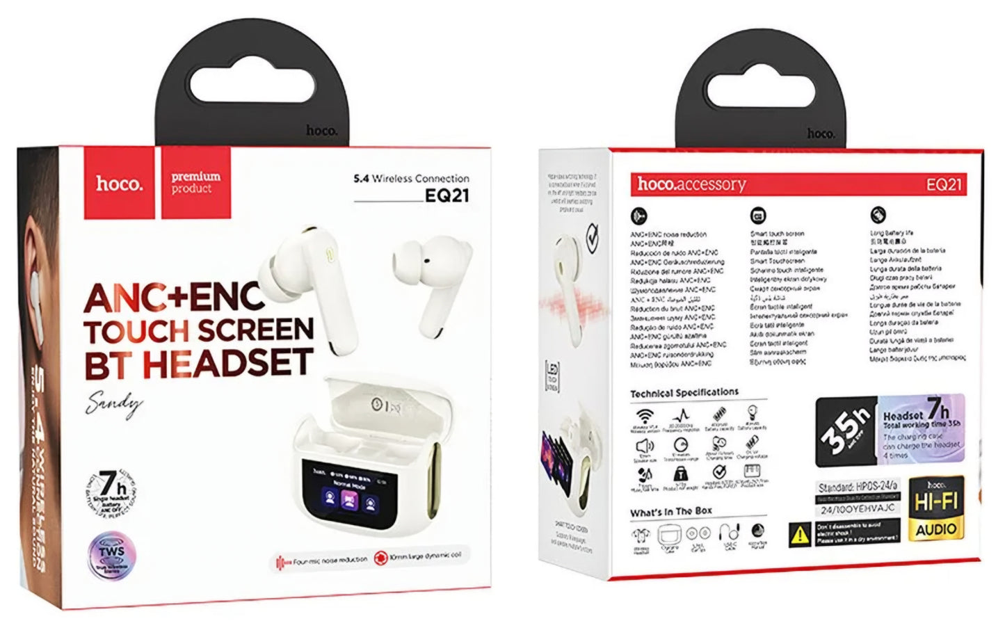 Słuchawki Bluetooth HOCO EQ21, TWS, ANC, Białe