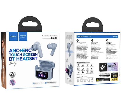 Słuchawki Bluetooth HOCO EQ21, TWS, ANC, Niebieskie