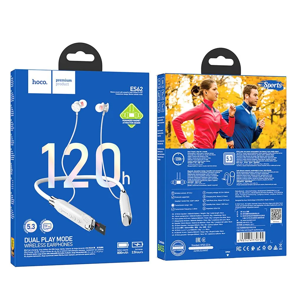 Handsfree Bluetooth HOCO ES62, A2DP, Szary
