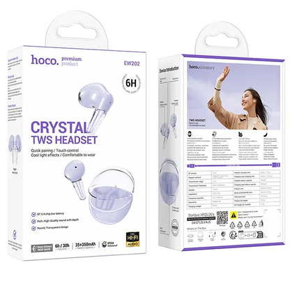 HOCO EW202 Bluetooth Handsfree, TWS, Purple