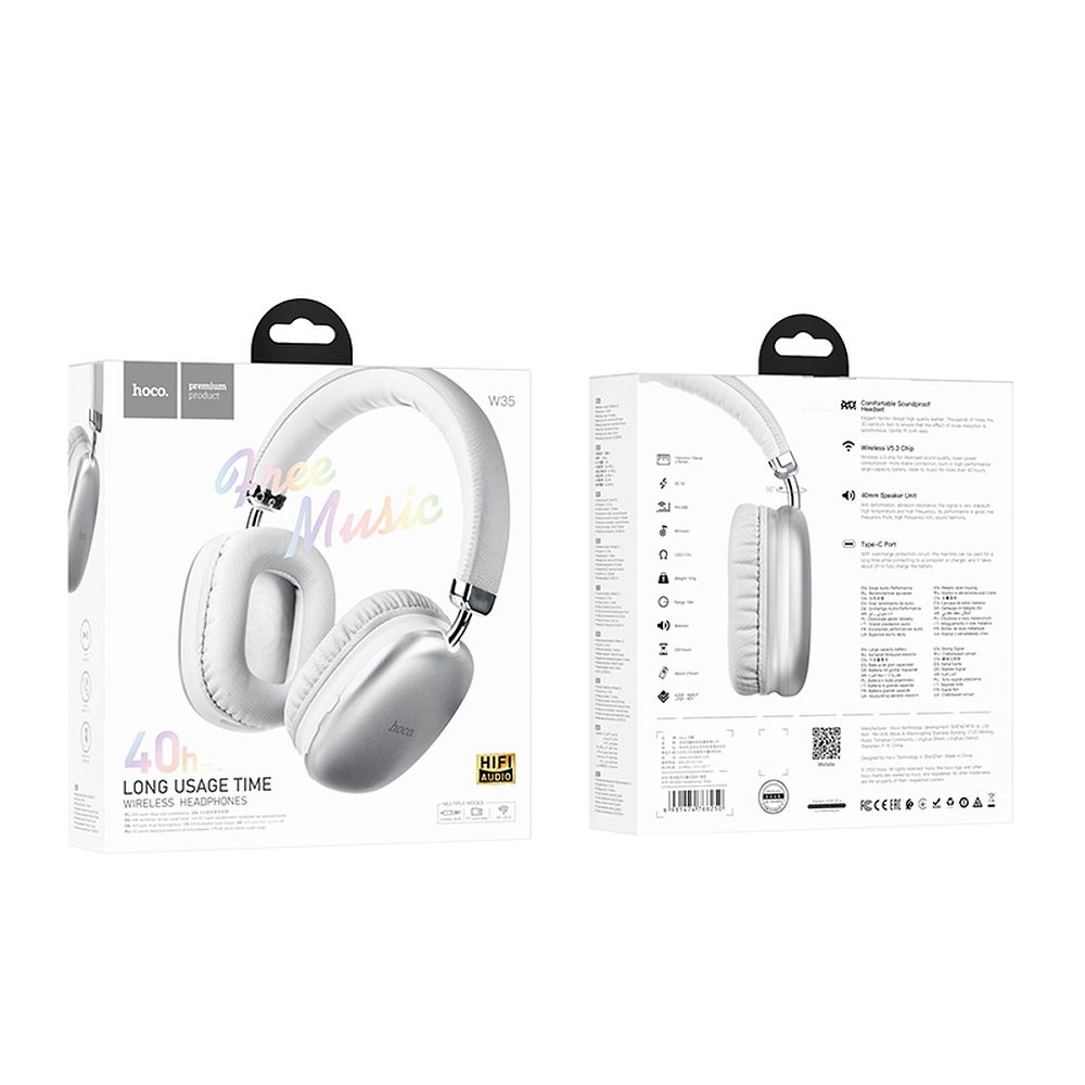Handsfree Bluetooth HOCO W35, A2DP, Srebrny